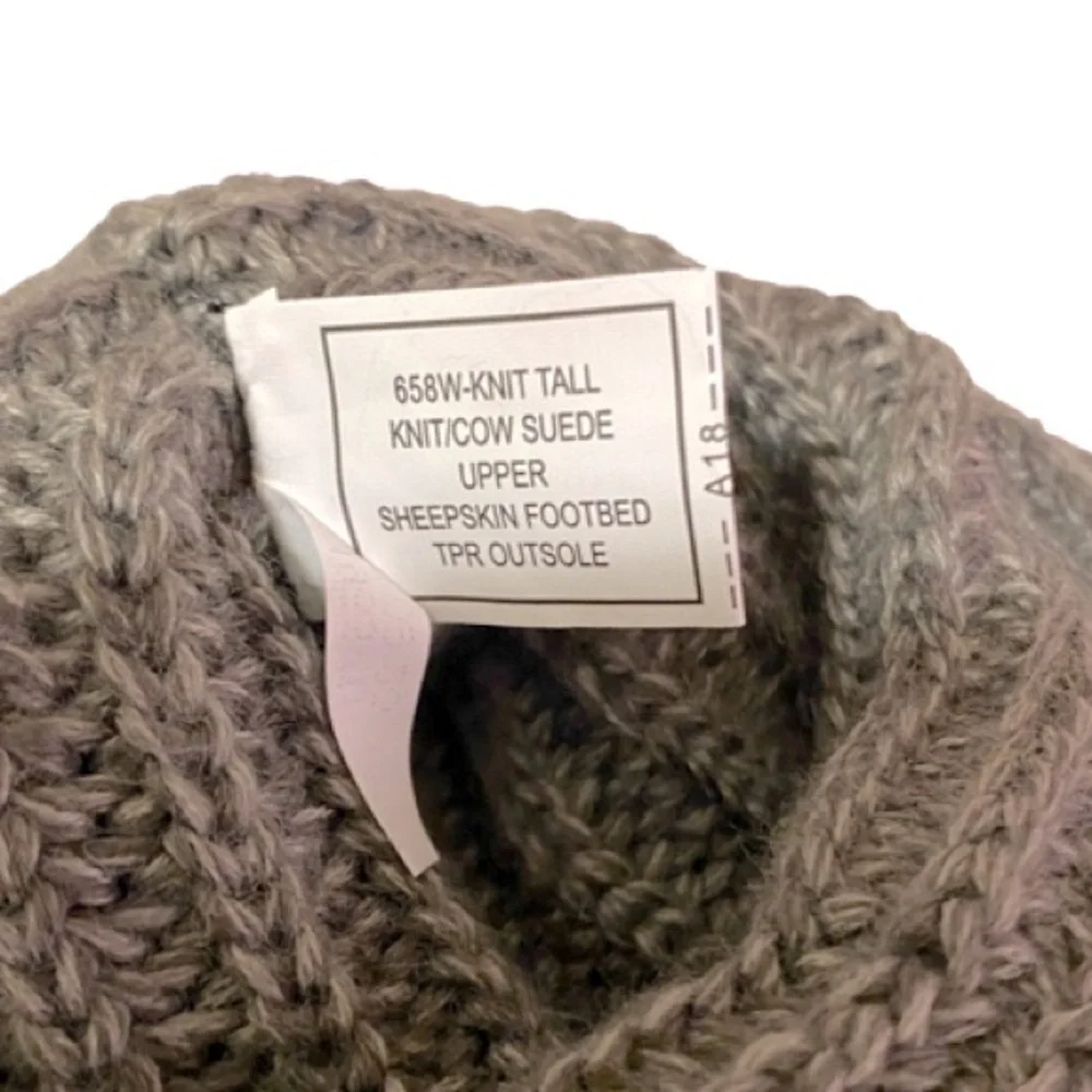BearPaw Knit Tall Gray Boots Fold Over Pull On Cozy Size 6